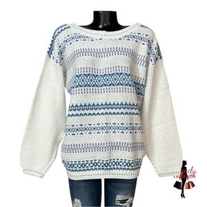 Adele Knitwear VINTAGE Sweater Large XL Boatneck Retro Fall Argyle Cottage Boho